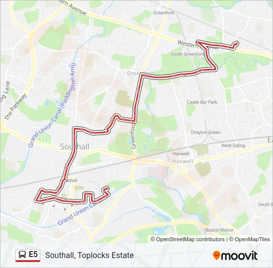 E5 Bus Line Map
