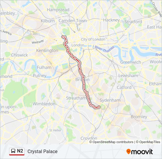 N2 Bus Line Map