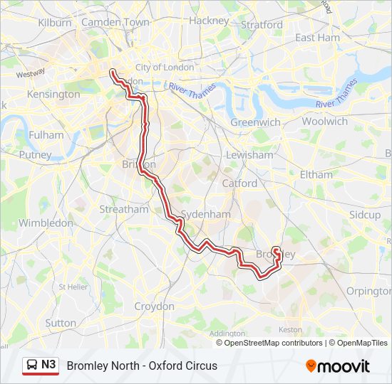 N3 Bus Line Map