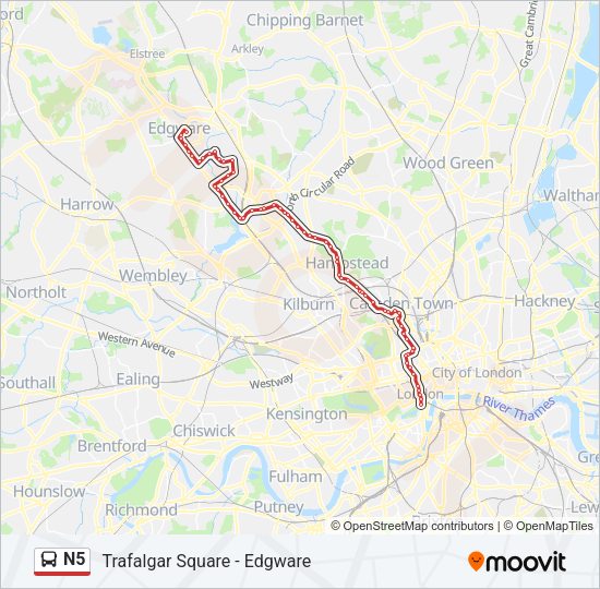 N5 Bus Line Map