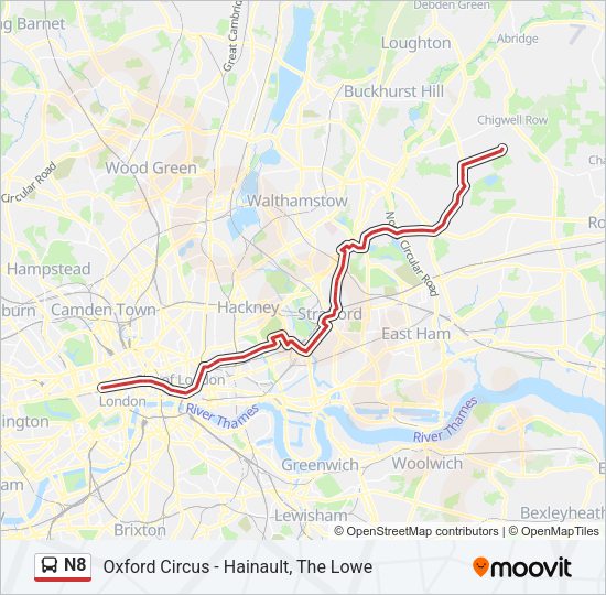 N8 bus Line Map