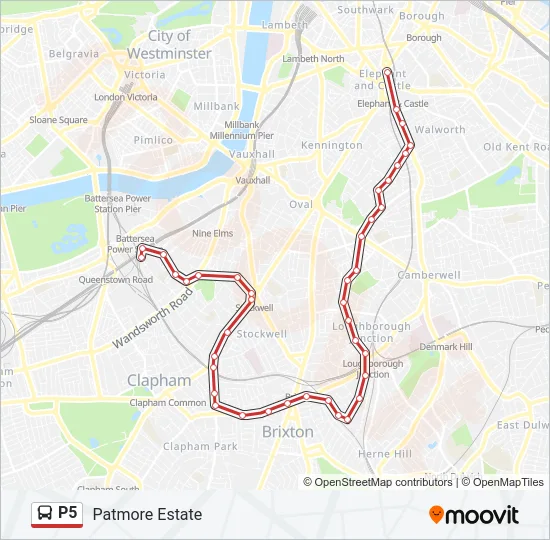 P5 Bus Line Map