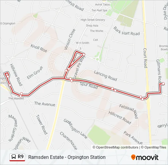 R9 Bus Line Map