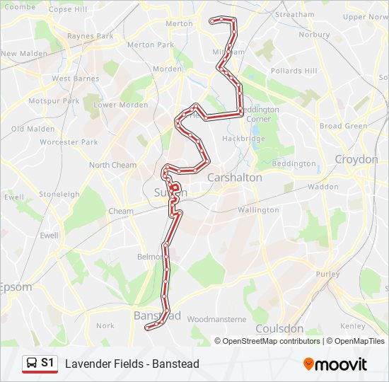 S1 Bus Route Map S1 Route: Schedules, Stops & Maps - Banstead (Updated)