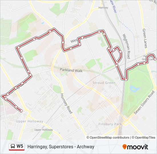 W5 Bus Line Map