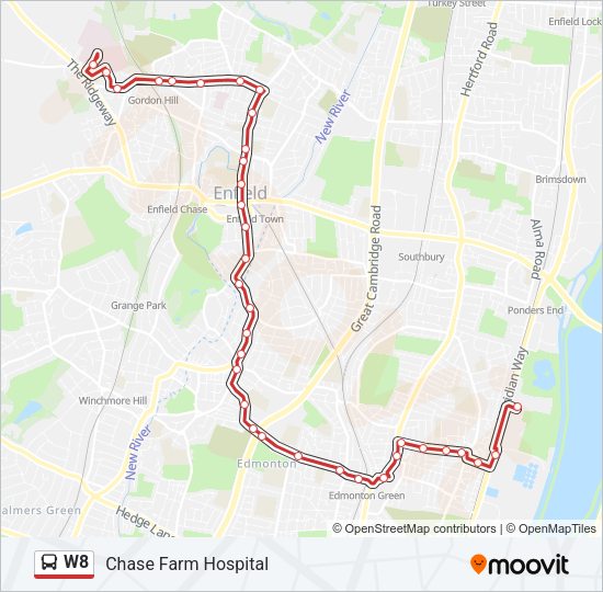 W8 Bus Line Map