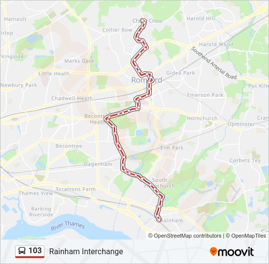 103 Bus Line Map