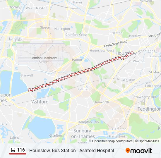 Bus 116 Route Map 116 Route: Schedules, Stops & Maps - Hounslow, Bus Station (Updated)