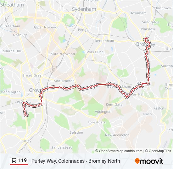 Bus 119 Route Map 119 Route: Schedules, Stops & Maps - Bromley North (Updated)