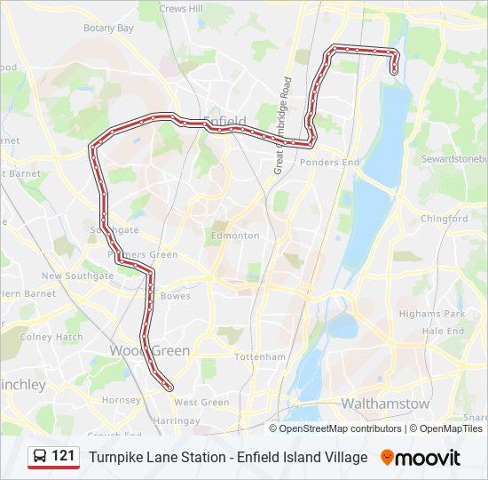 Bus 121 Route Map 121 Route: Schedules, Stops & Maps - Enfield Island Village (Updated)