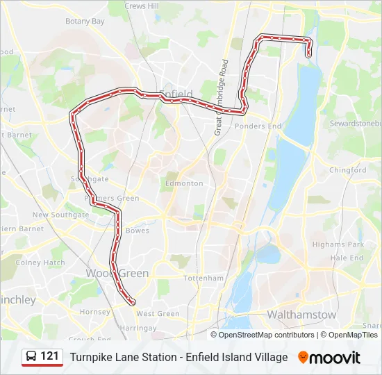 121 Bus Line Map