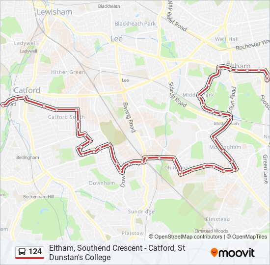 Bus 124 Route Map 124 Route: Schedules, Stops & Maps - Catford, St Dunstan's College (Updated)