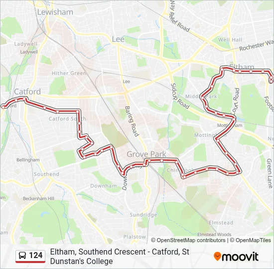 124 Route: Schedules, Stops & Maps - Catford, St Dunstan's College ...