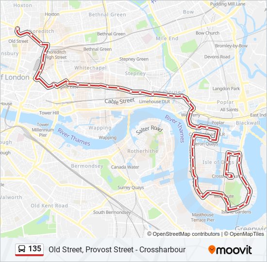 135 bus Line Map