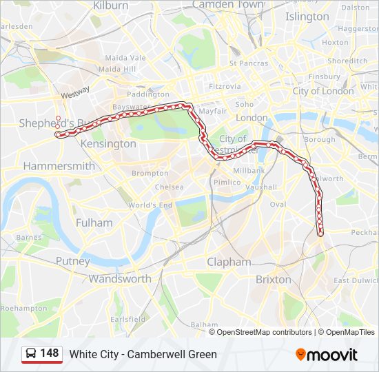 148 Bus Line Map