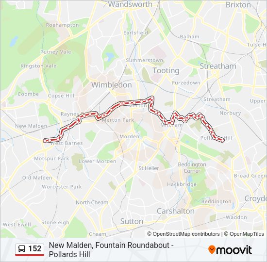 152 Bus Line Map