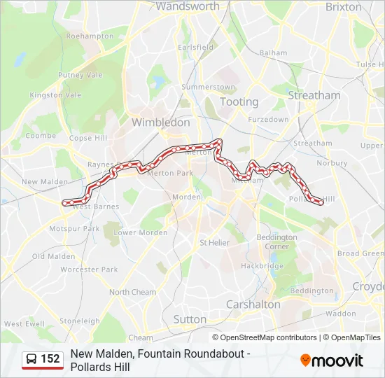152 Bus Line Map