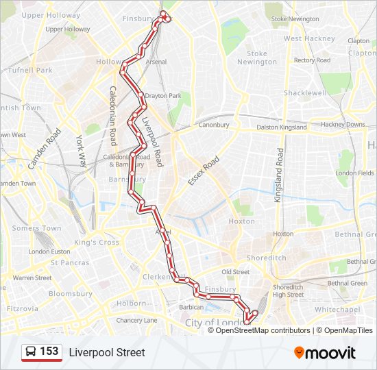 153 Bus Line Map