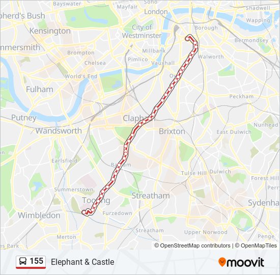 Bus 155 Route Map 155 Route: Schedules, Stops & Maps - Elephant & Castle (Updated)