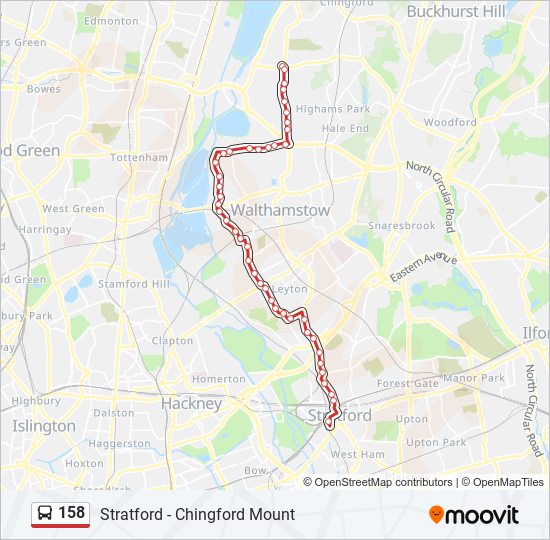 158 bus Line Map