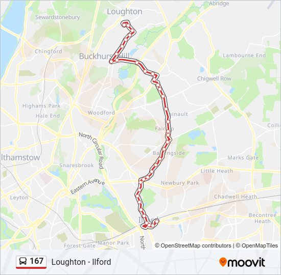 167 Bus Line Map