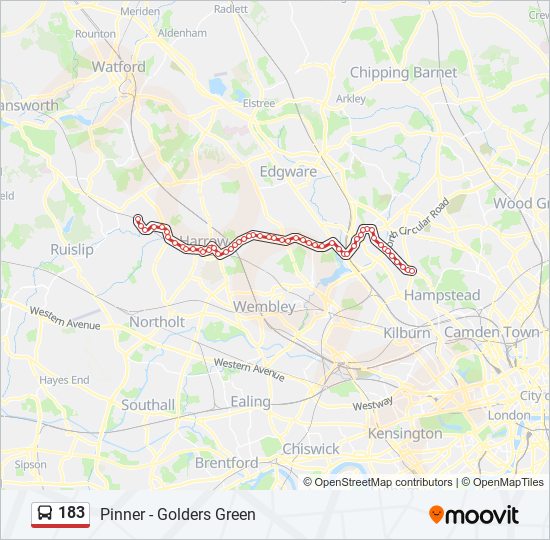 Bus 183 Route Map 183 Route: Schedules, Stops & Maps - Golders Green (Updated)