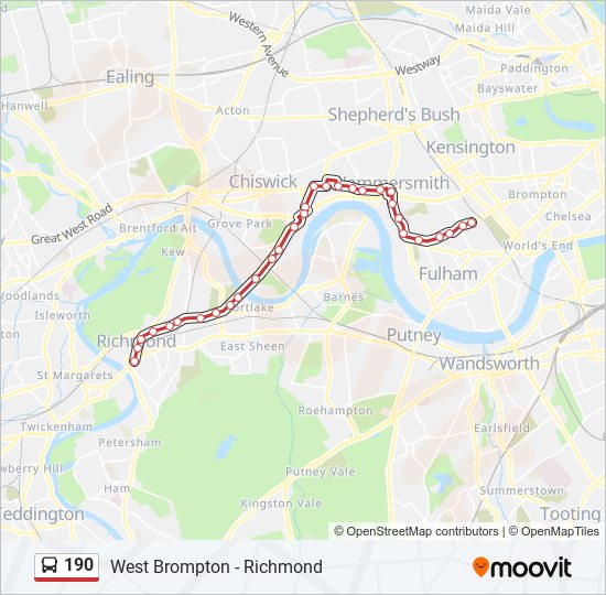 190 bus Line Map