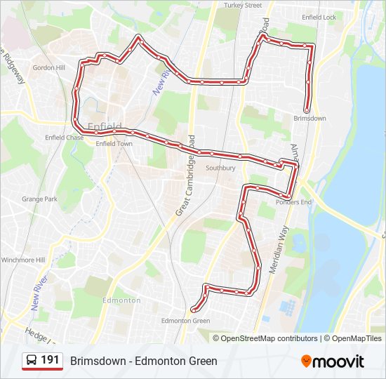 Bus 191 Route Map 191 Route: Schedules, Stops & Maps - Edmonton Green (Updated)