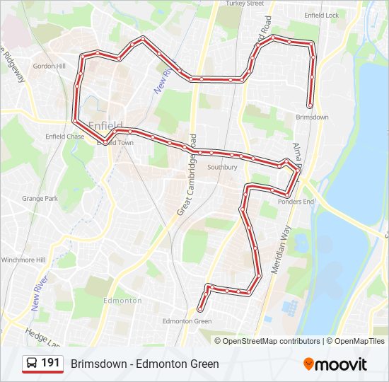 191 Route: Schedules, Stops & Maps - Brimsdown (Updated)