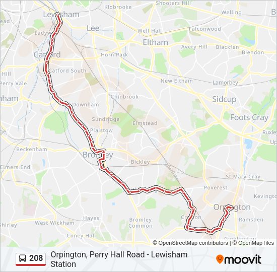 208 Bus Line Map