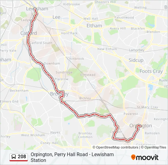 208 Bus Line Map
