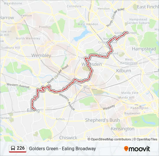 226 Bus Route Map 226 Route: Schedules, Stops & Maps - Golders Green (Updated)