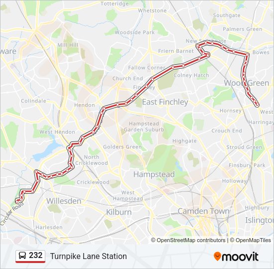 232 Bus Line Map