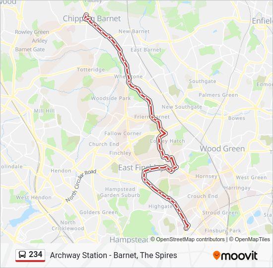 234 Route Schedules, Stops & Maps Archway Station (Updated)