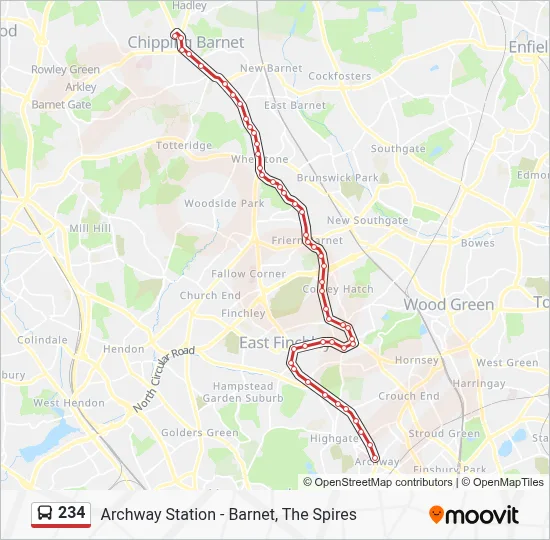 234 Route: Schedules, Stops & Maps - Barnet, the Spires (Updated)