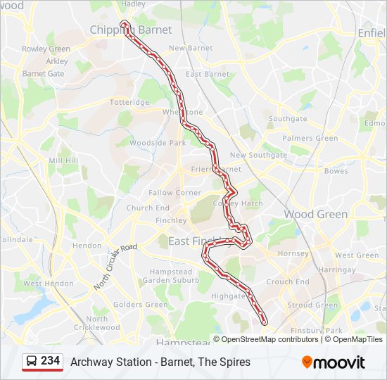 234 Route: Schedules, Stops & Maps - Barnet, the Spires (Updated)