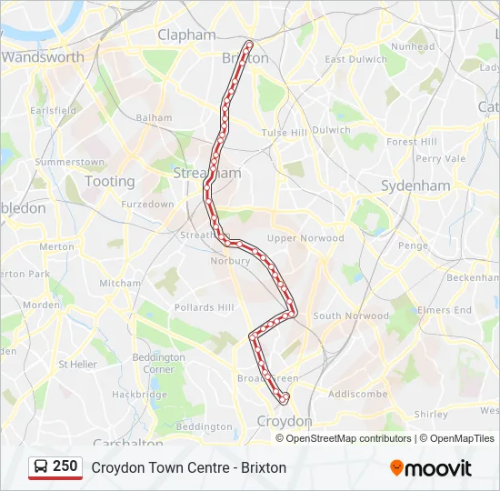 Bus 250 Route Map 250 Route: Schedules, Stops & Maps - Brixton (Updated)