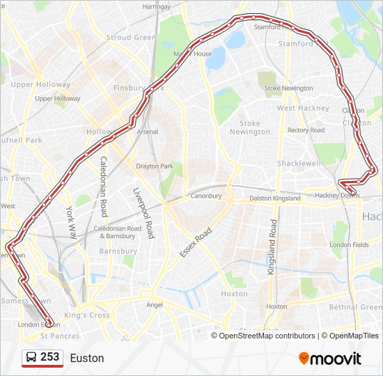 253 Route: Schedules, Stops & Maps - Euston (Updated)