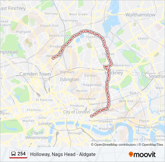 254 Bus Line Map