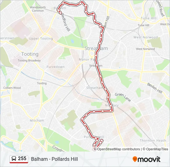 255 Bus Line Map