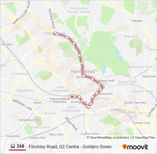 268 Route: Schedules, Stops & Maps - Golders Green (Updated)
