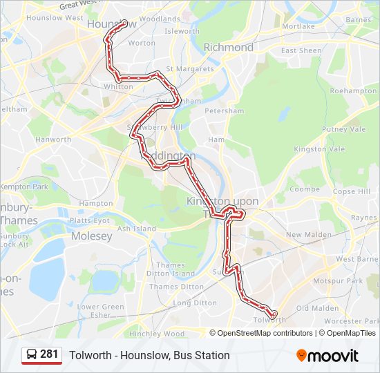 281 Route: Schedules, Stops & Maps - Tolworth (Updated)