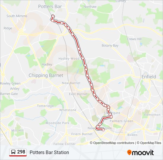 298 Route Schedules, Stops & Maps Potters Bar Station (Updated)