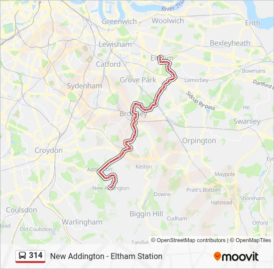 314 Route: Schedules, Stops & Maps - Eltham Station (Updated)
