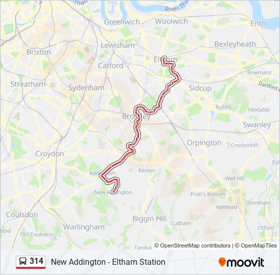 314 Route: Schedules, Stops & Maps - New Addington (Updated)