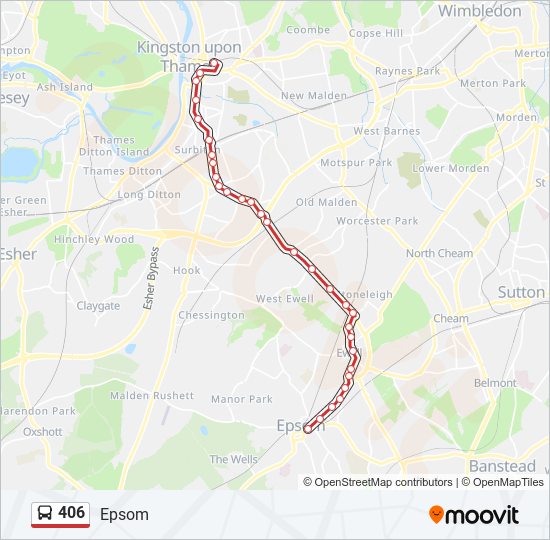 Show Me Route Map 406 Route: Schedules, Stops & Maps - Epsom (Updated)