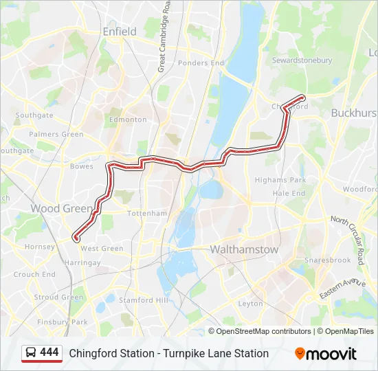 444 Bus Line Map