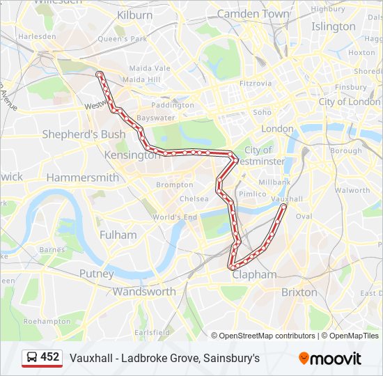 452 Route: Schedules, Stops & Maps - Ladbroke Grove, Sainsbury's (Updated)