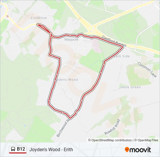 B12 Bus Route Map B12 Route: Schedules, Stops & Maps - Erith (Updated)