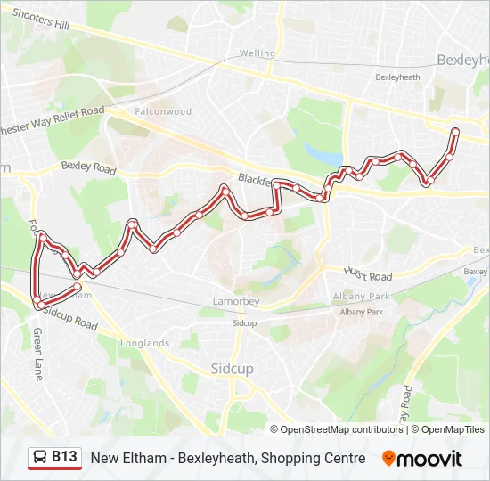 B13 Bus Line Map